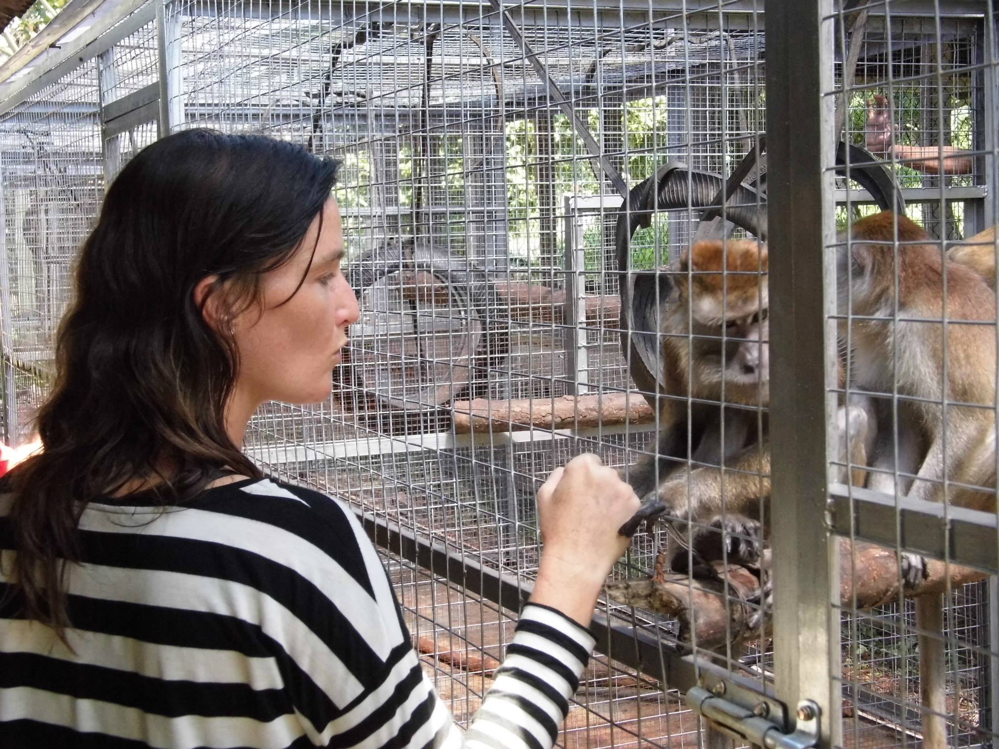 One of JAANs founders, Femke Den Haas, having a moment with one of the Monkeys.